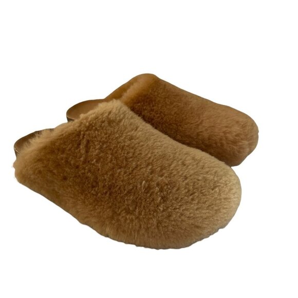 NWOB Jenni Kayne Shearling Fur Trim Slip On Mules Clog Natural Size 36 US 6 - Picture 2 of 7